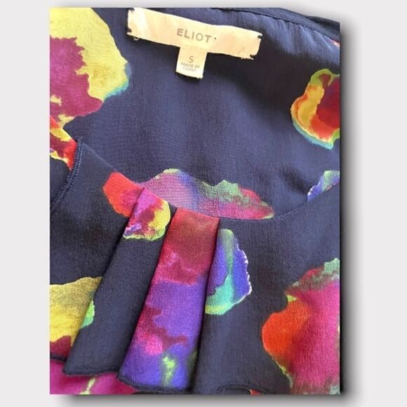 Eliot | EUC Women’s Sleeveless silk Multi-color Abstract Blouse Size Small S - Picture 8 of 8